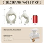 White Vases for Decor, Heart Shaped Ceramic Vase Set of 2 - Image 3