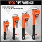 4 Pack Heavy Duty Pipe Wrench Set - Image 3