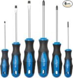 6PCS Magnetic Tip Screwdriver Set, 3 Phillips and 3 Flat