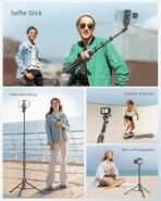 62" Phone Tripod & Selfie Stick, Extendable Cell Phone Tripod - Image 3