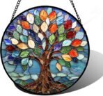 Stained Glass Window Hanging, Colorful Tree of Life