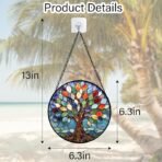 Stained Glass Window Hanging, Colorful Tree of Life - Image 3