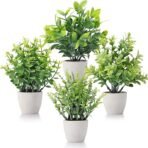 4 Pack Fake Plants Ceramic Mini Potted Plants