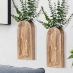 2 Pack Wooden Wall Vase Set