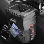 Car Trash Can with Lid and Storage Pockets